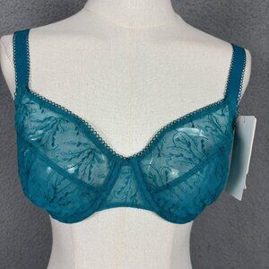 Simone Perele Women's Opaline French Full Cup Sheer Bra Underwire Green 36C NWTs